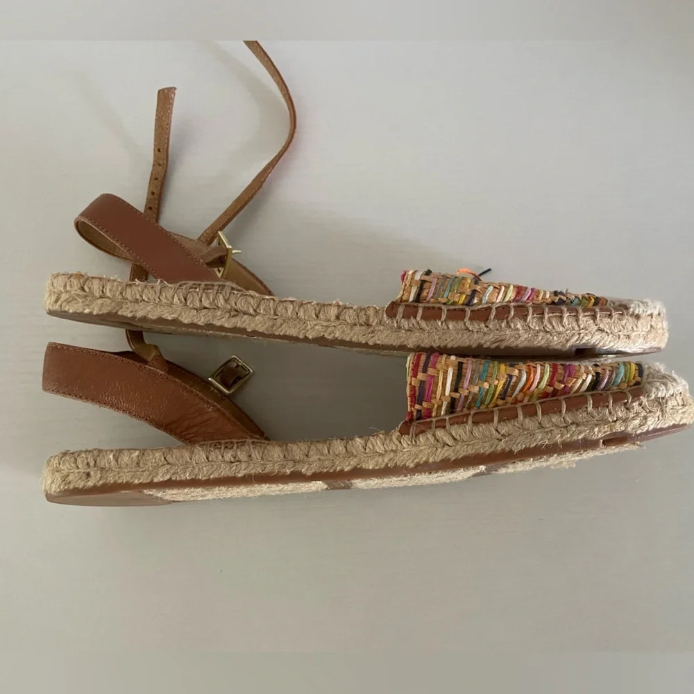 TALBOTS IZZY D'ORSAY ESPADRILLE FLATS - STRAW SIZE 8